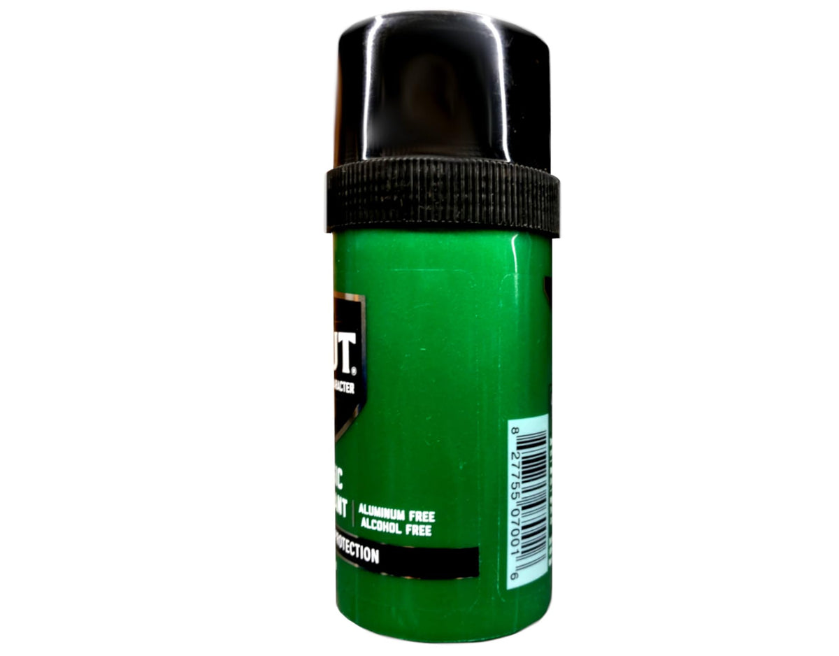 BRUT Classic Round Stick Deodorant, label view, showcases iconic BRUT scent.