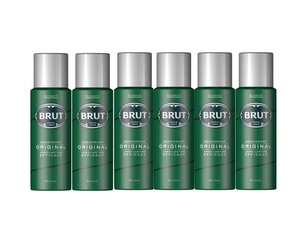 Brut Original Deodorant Spray 6x Pack for daily use.