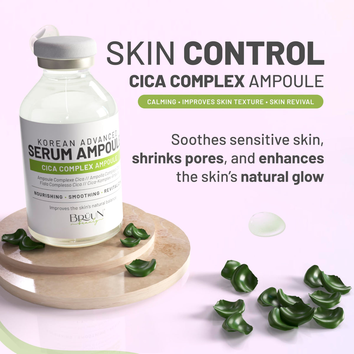 BRÜUN CICA Revival serum with derma roller demonstrates strong absorption during treatment.
