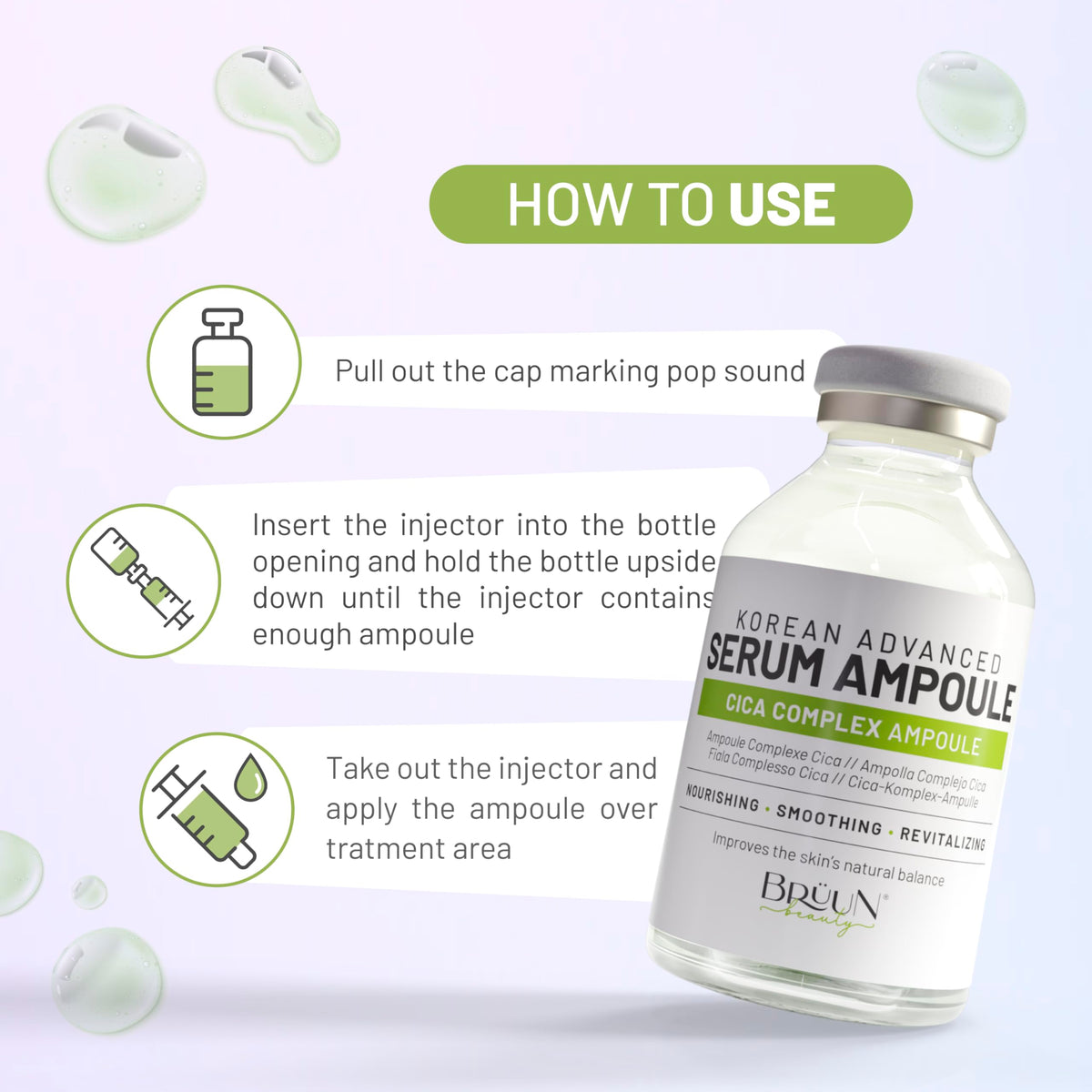 BRÜUN CICA Revival ampoule packaging highlights economical, multi-use design.
