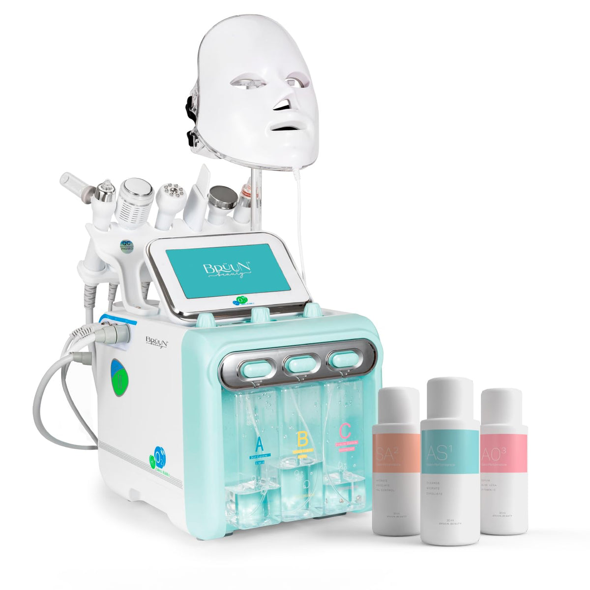 BRÜUN facial machine with smart screen for easy control of skincare routines