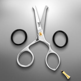 BRV MEN compact travel scissors ready for on-the-go touch-ups.