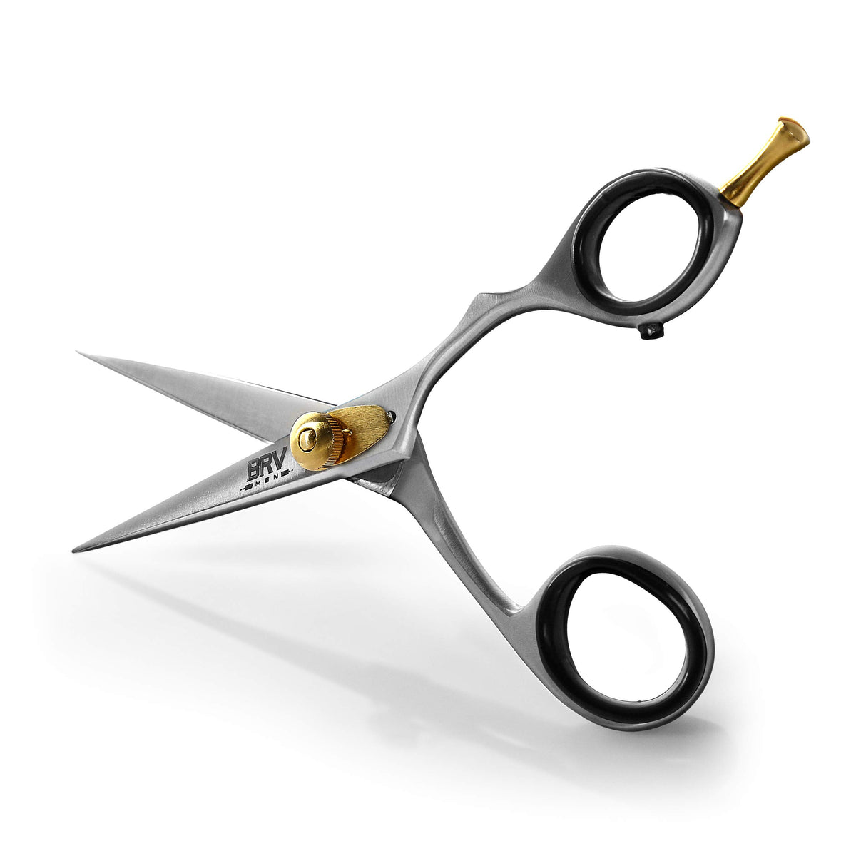 BRV MEN professional mustache scissors in silver for precise trimming.