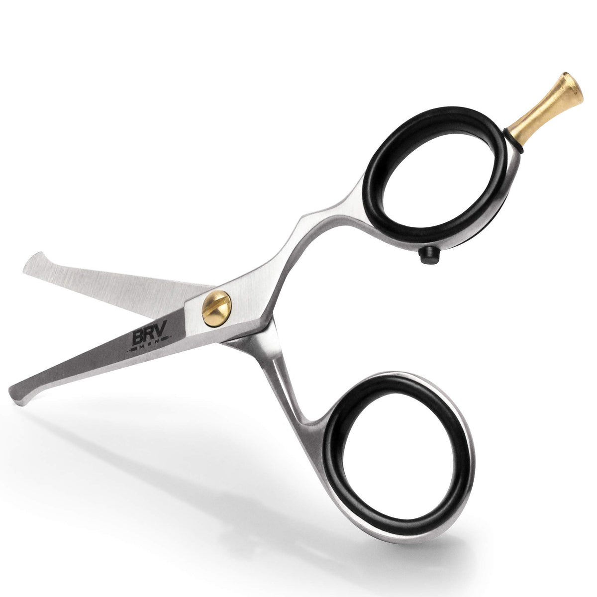 BRV MEN rounded-tip small trim scissors for precise beard shaping with comfortable grip.