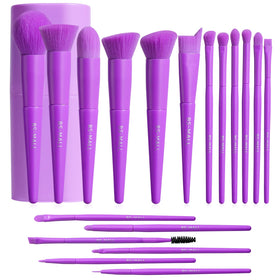 BS-MALL 18-piece makeup brush set in purple case for on-the-go application.