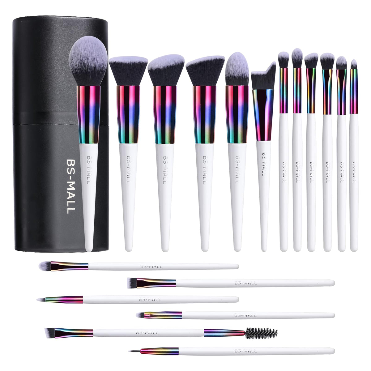 BS-MALL 18pc makeup brush set with travel case for on-the-go application