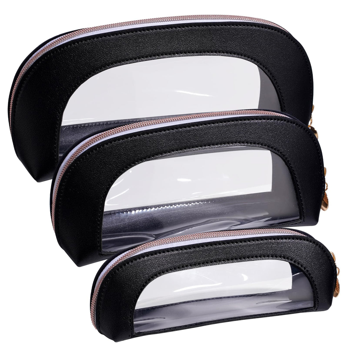 BS-MALL clear travel makeup bag large with transparent window for easy viewing