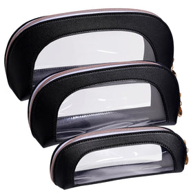 BS-MALL clear travel makeup bag large with transparent window for easy viewing