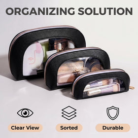 BS-MALL clear travel makeup bag medium with visibility for quick access