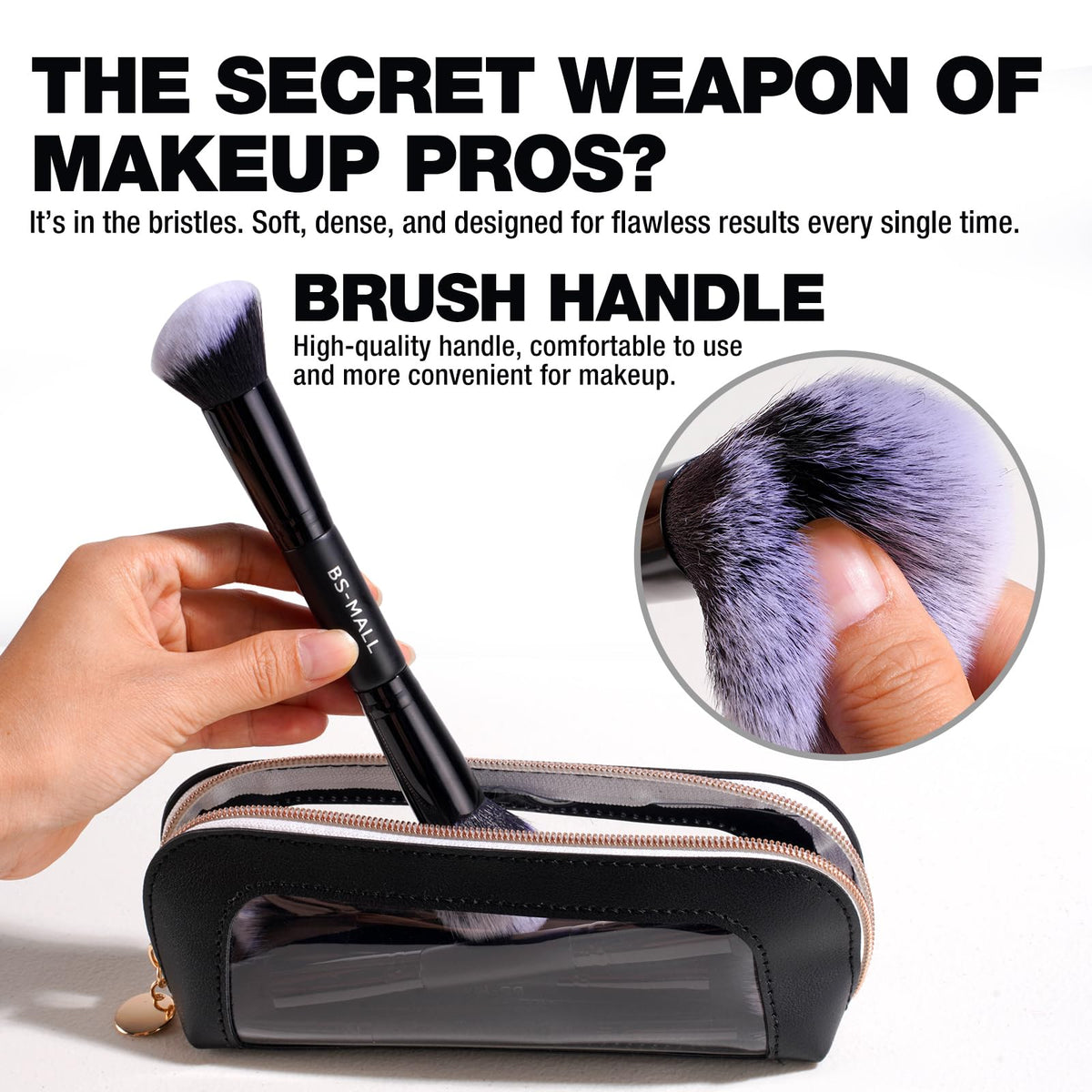 BS-MALL dual-ended makeup sponge for precise, blendable touch-ups.