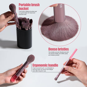 Eye shadow brushes provide pigment-rich blends.