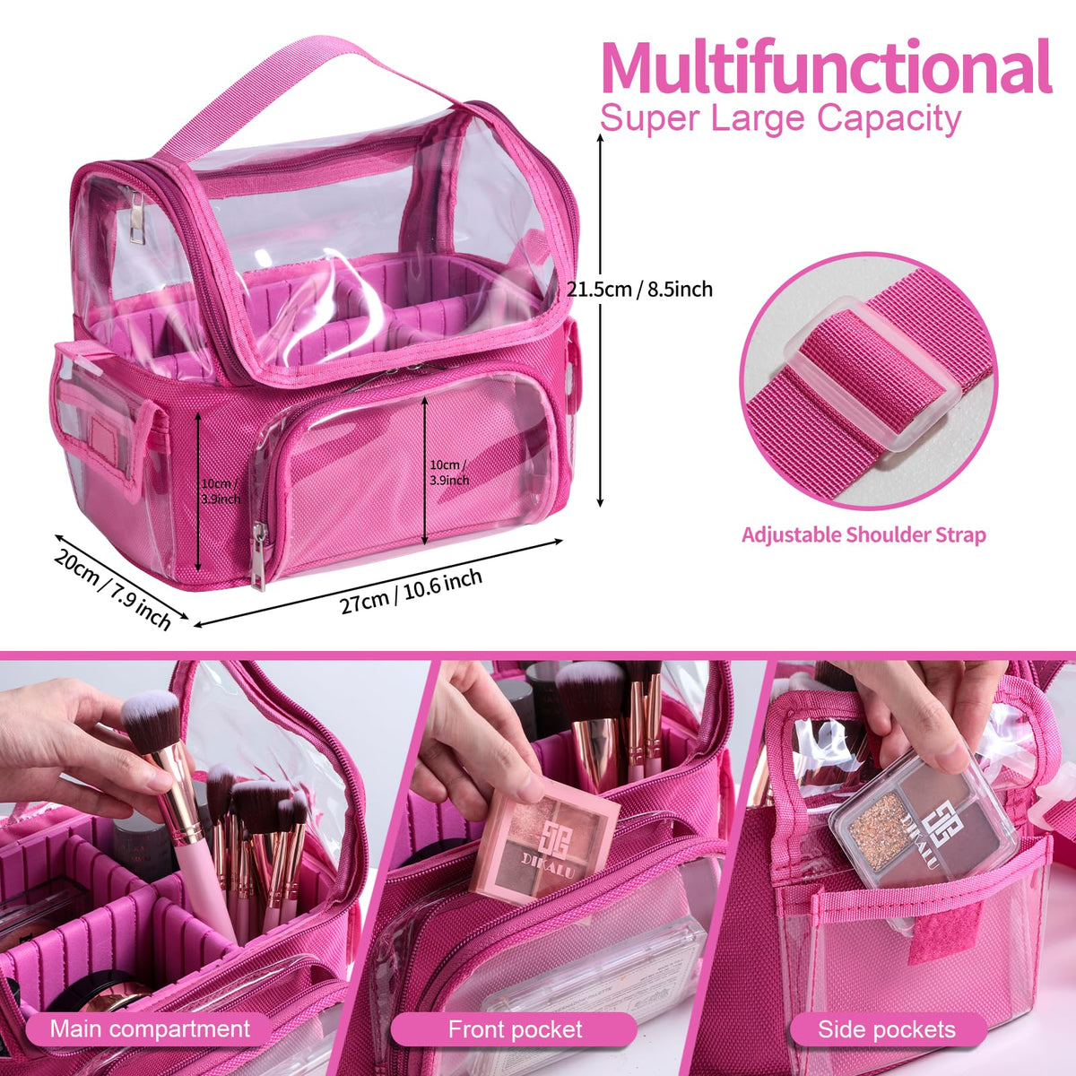 BS-MALL makeup bag featuring adjustable dividers for customized brush arrangement.