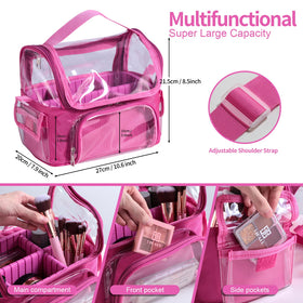 BS-MALL makeup bag featuring adjustable dividers for customized brush arrangement.