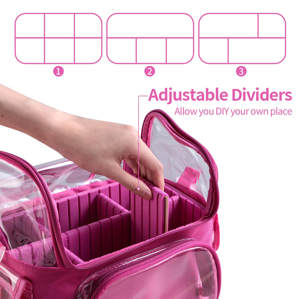 BS-MALL makeup bag highlighting clear TPU cover for easy cleaning and visibility.