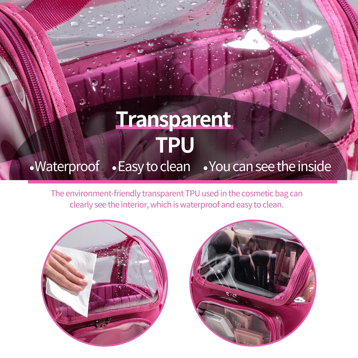 BS-MALL makeup bag illustrating detachable exterior pockets for expanded storage.