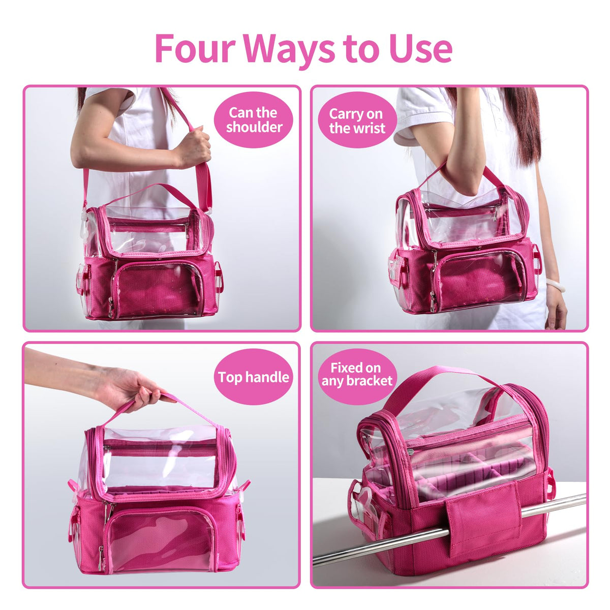 BS-MALL makeup bag with multiple compartments for neat organization of brushes and products.