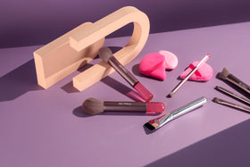 Powder, blush, and contour brushes offer precise color.