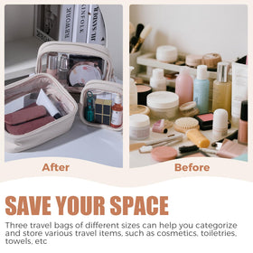 BS-MALL PU Leather Clear Travel Bag: durable and water resistant