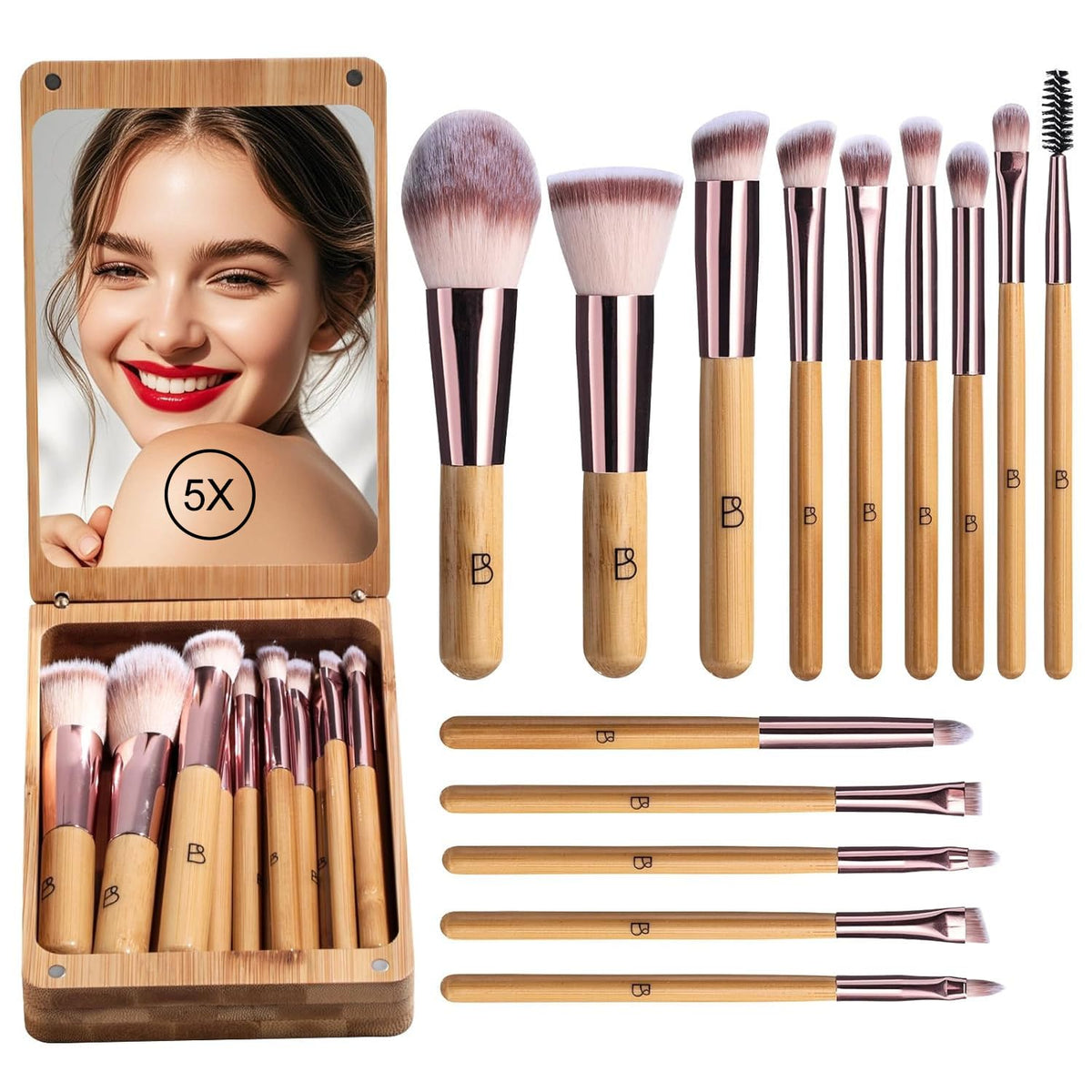 BS-MALL travel makeup brush set with kabuki brush for quick on-the-go touch-ups