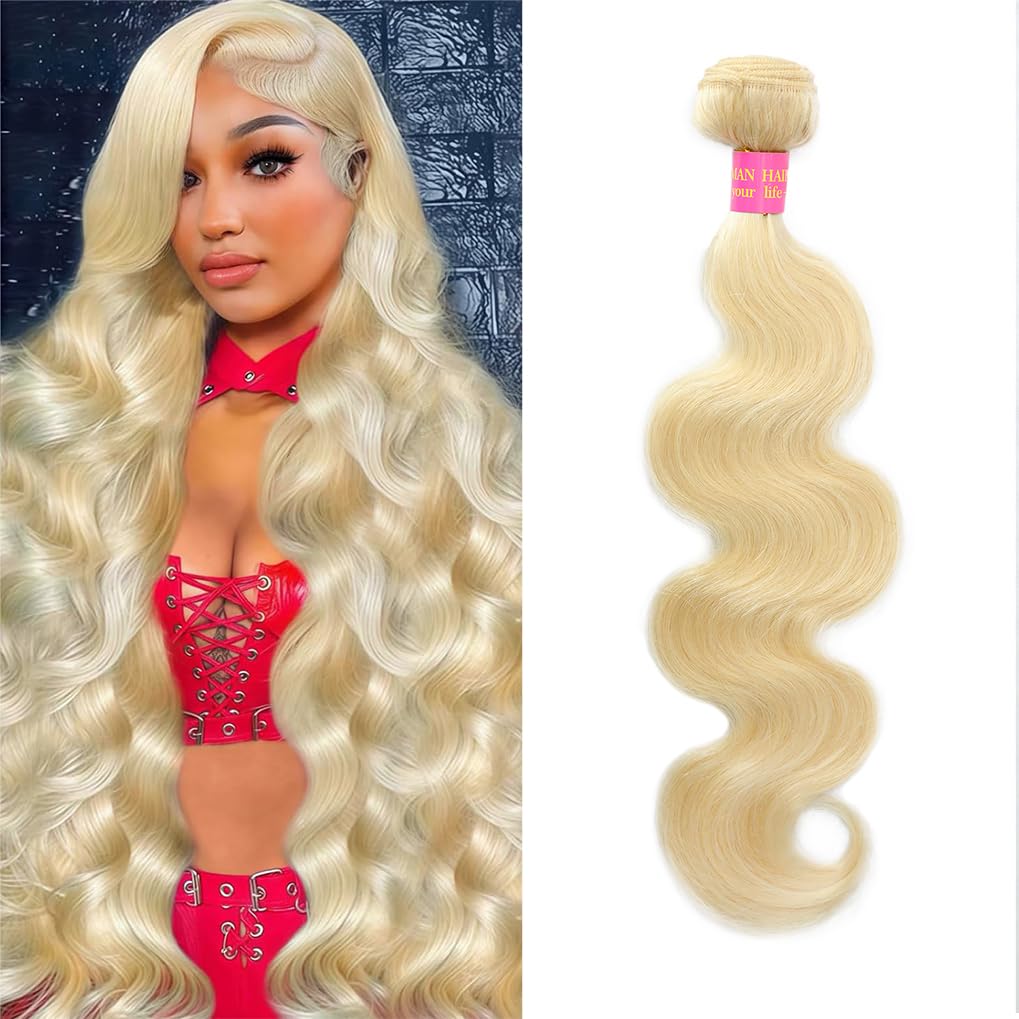 BSBU 613 blonde body wave 26-inch bundle shows dense, silky movement for versatile styling.