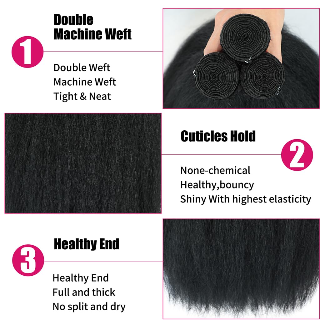 BSBU Kinky Straight Bundles each 100g for consistent weight and fullness.