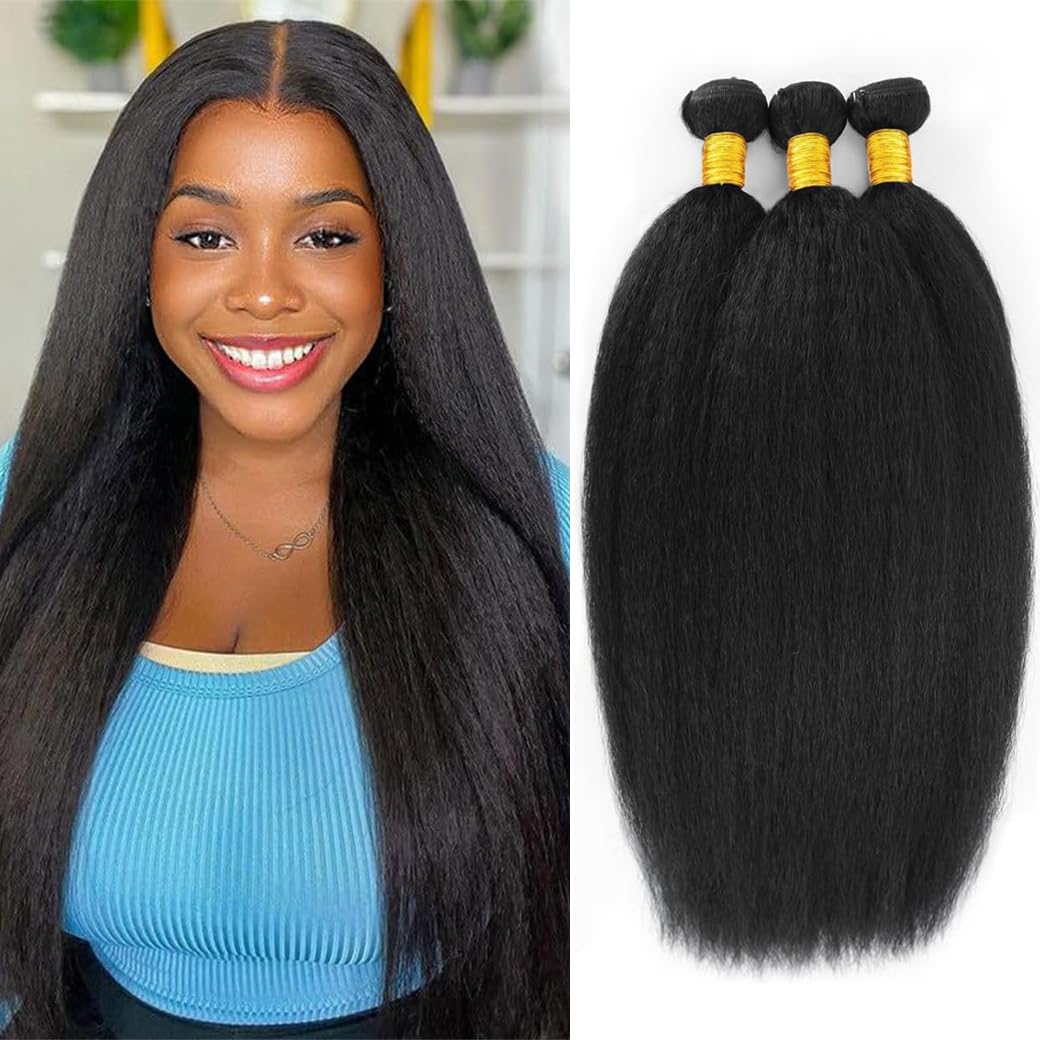 BSBU Kinky Straight Bundles with double machine weft for full, durable volume.