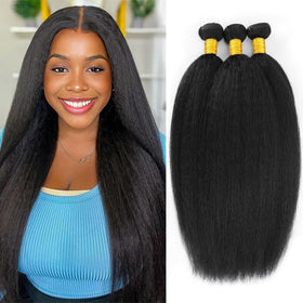 BSBU Kinky Straight Bundles with double machine weft for full, durable volume.