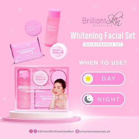 BSE Brilliant Whitening Facial Toner applied with cotton pad for even tone and preparation.