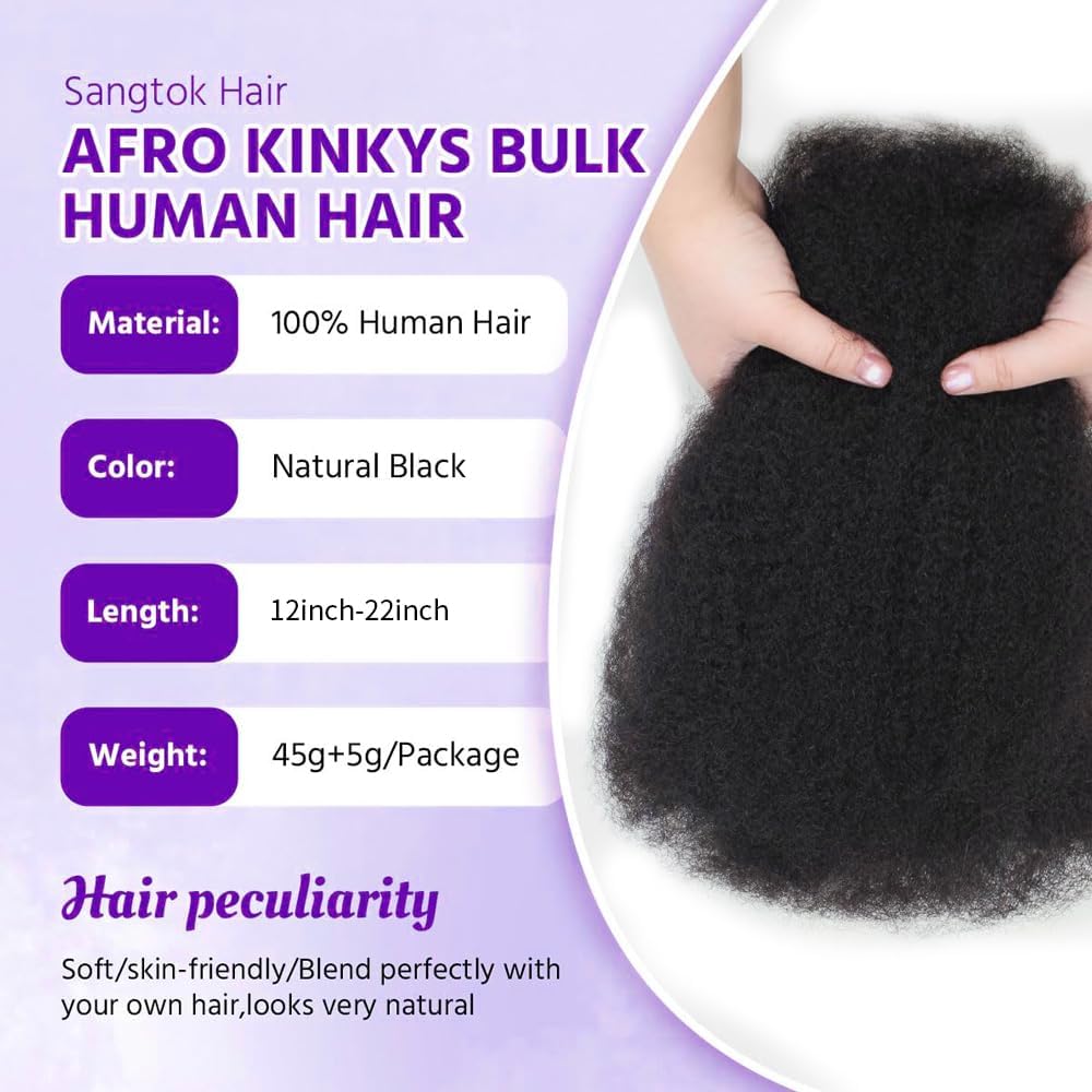 BSEVENI Afro Kinkys bulk hair 50g bundle supports fuller twists and versatile wear