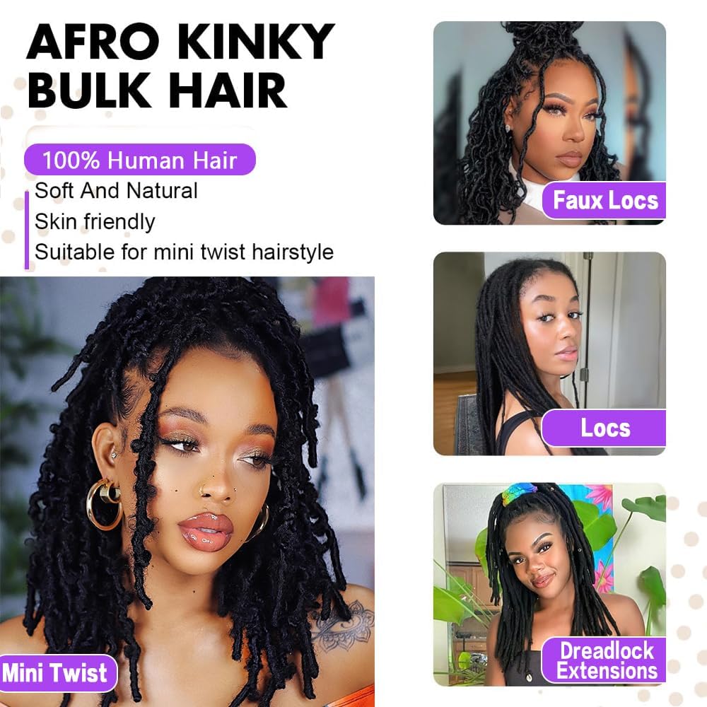 BSEVENI Afro Kinkys bulk hair kinky-curly texture adds volume and bounce for styles