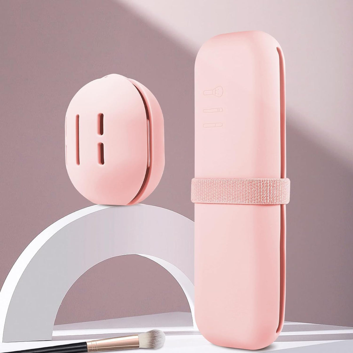 BSJIASHIWEI travel makeup case with beauty blender pouch, ideal for compact on-the-go setups.
