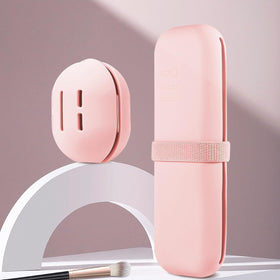 BSJIASHIWEI travel makeup case with beauty blender pouch, ideal for compact on-the-go setups.