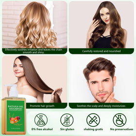 BSMAX Batana Oil Shampoo applied on damp hair for smooth texture.