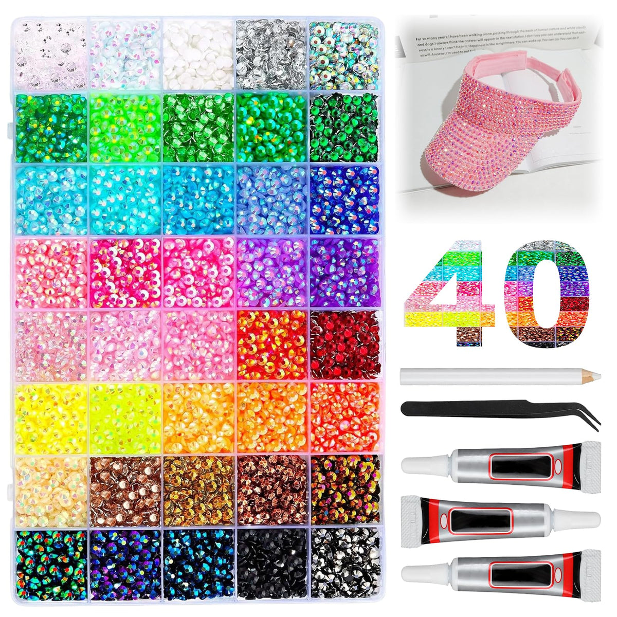 BSpecter 40-grid rhinestones box for versatile DIY decorating
