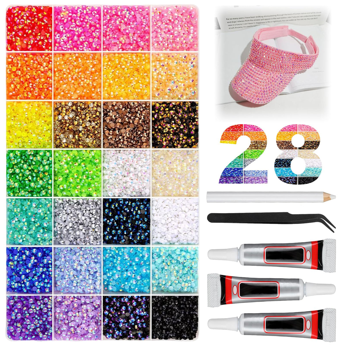 BSpecter resin rhinestone kit box with 28-grid storage for organized crafting.