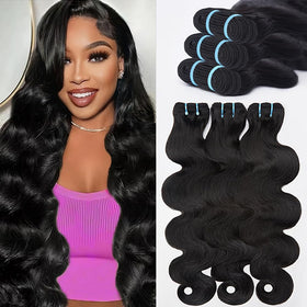BSQQ 16A body wave bundles 18-inch close-up with silky texture and shine