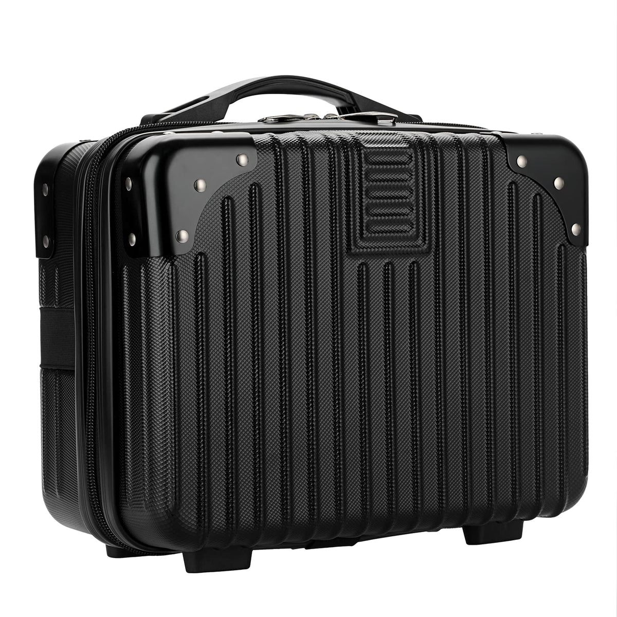 BSTKEY portable makeup travel case in black keeps cosmetics organized on the go.