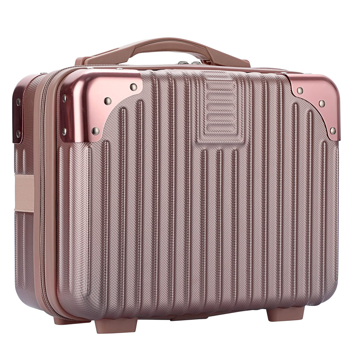 BSTKEY rose-gold portable cosmetic case front view for organized travel cosmetics