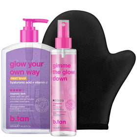 B.TAN Clear Self Tanning Gel bottle shown for quick, natural-looking color development.