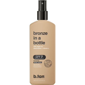 B.TAN SPF 7 spray bottle delivers instant bronze and skin nourishment.