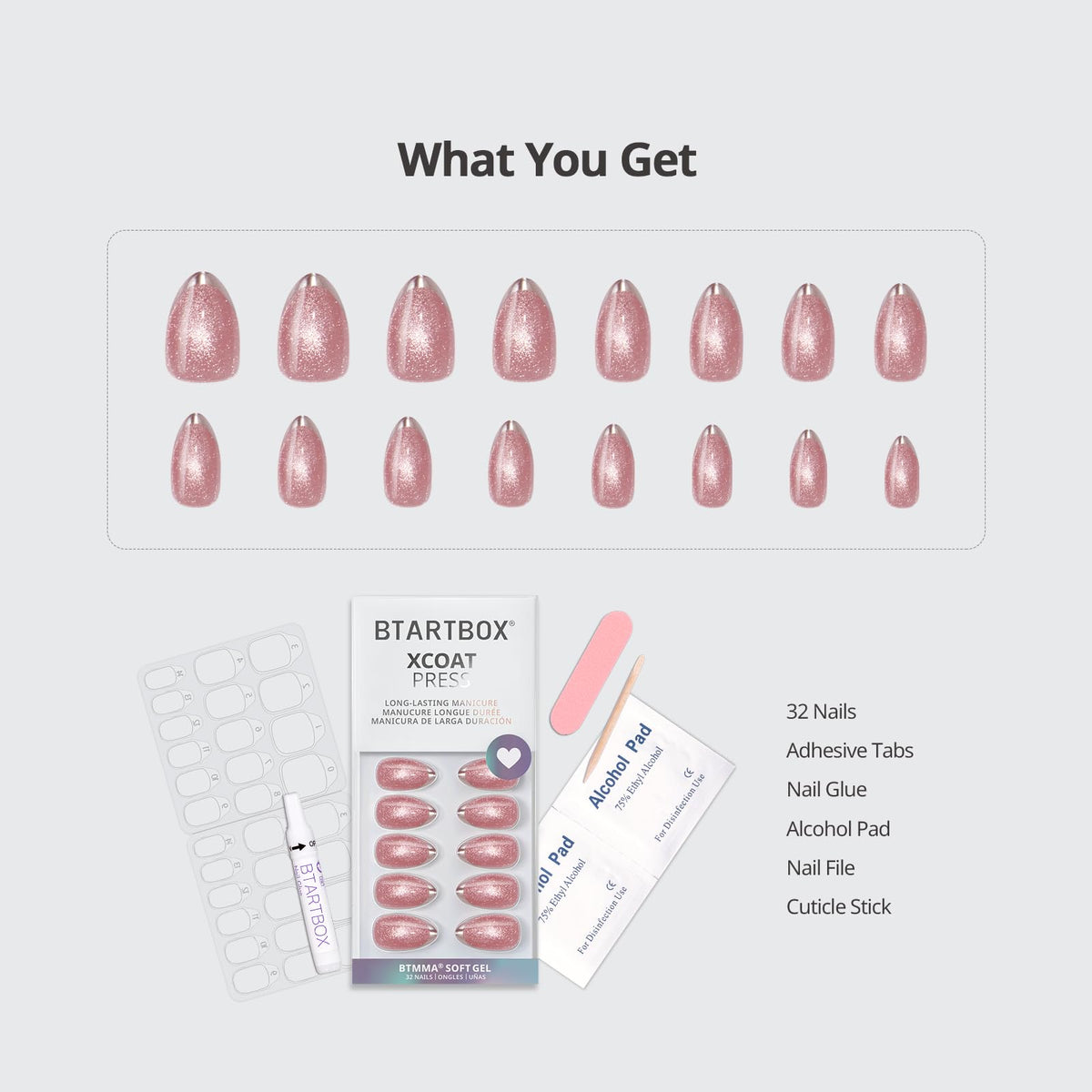 BTArtbox 32 nails in 16 sizes set for precise fit