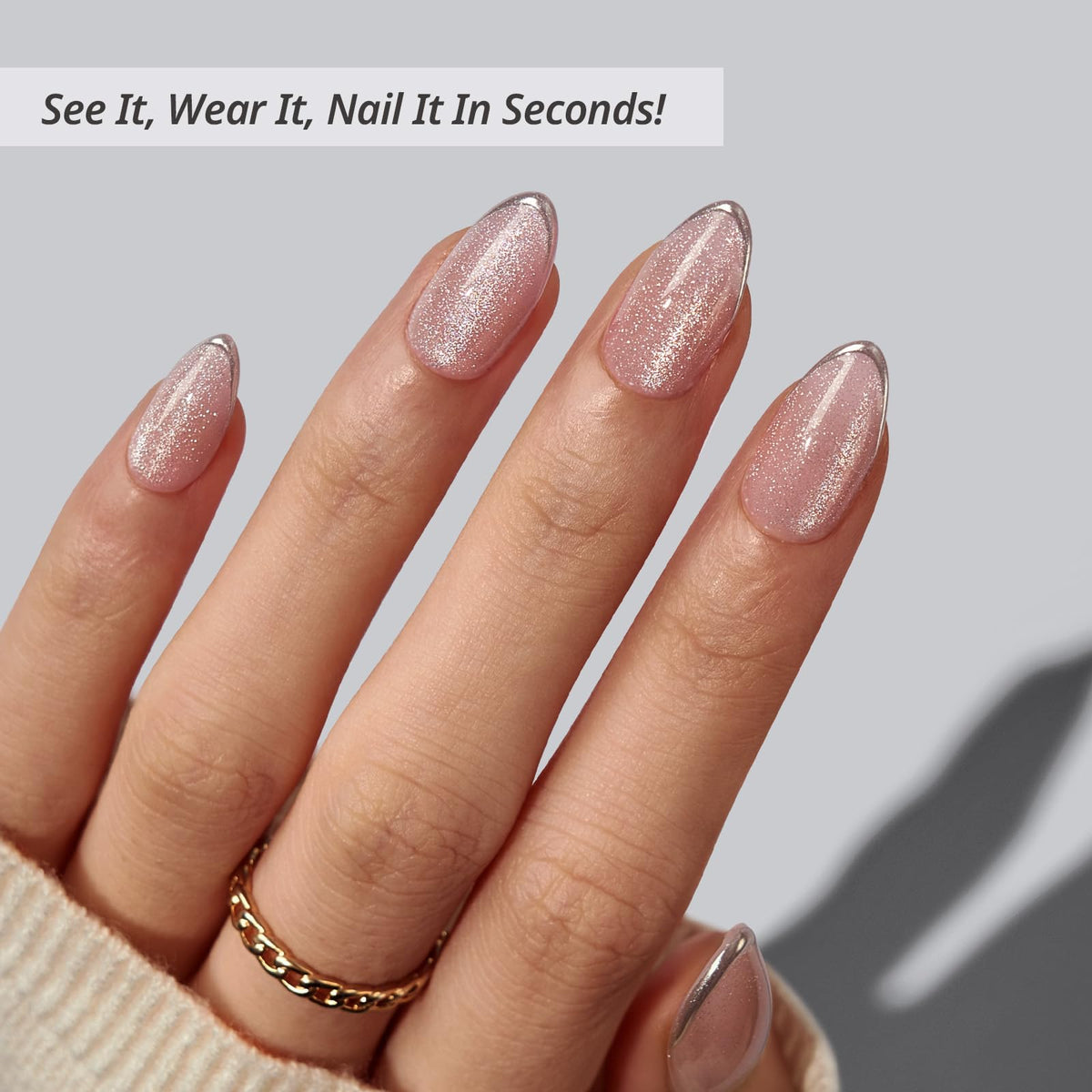 BTArtbox cat-eye 3D silver French tip accent for a modern look