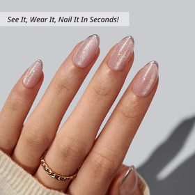 BTArtbox cat-eye 3D silver French tip accent for a modern look