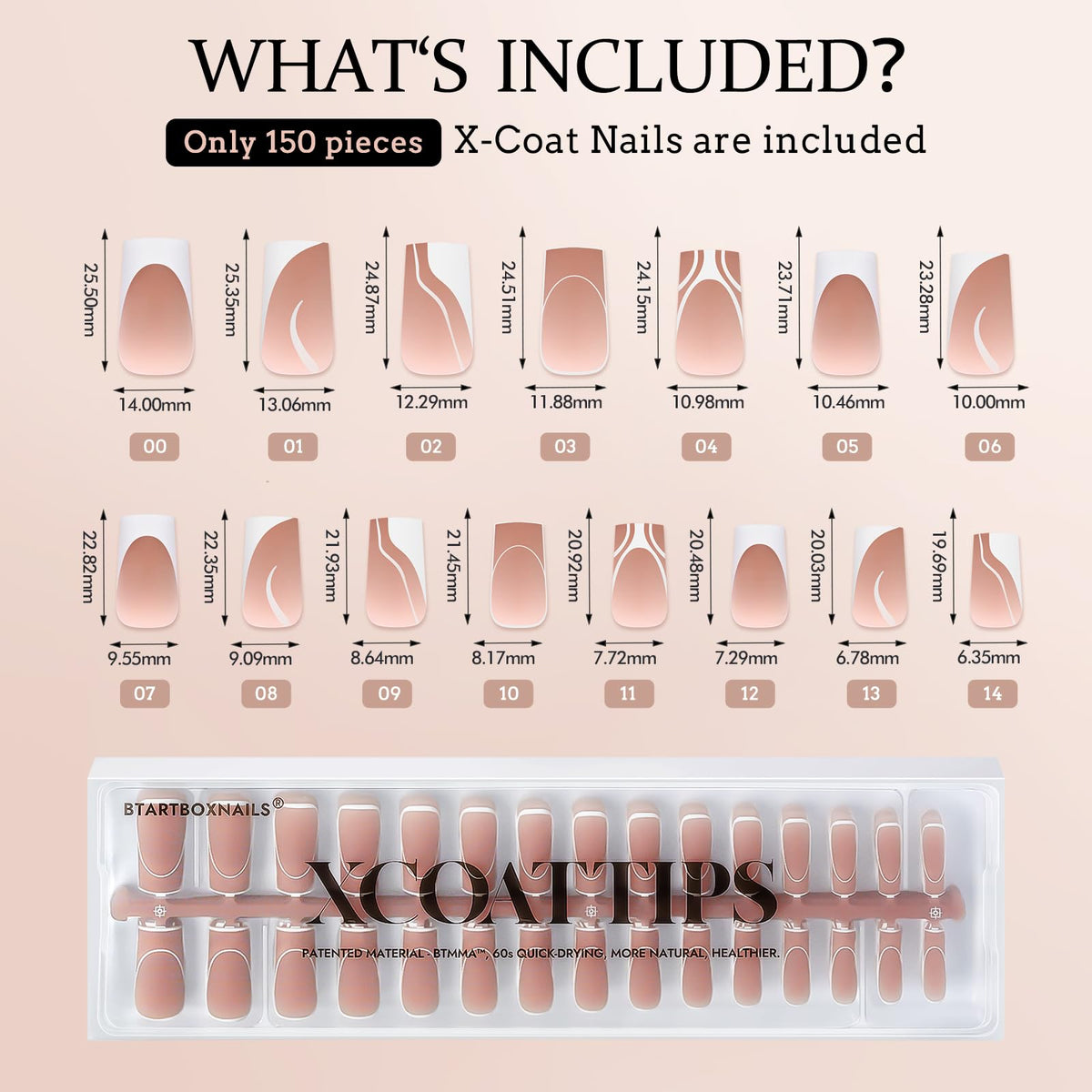 BTArtbox French Tip Press On Nails Style 3 for versatile nail art options.
