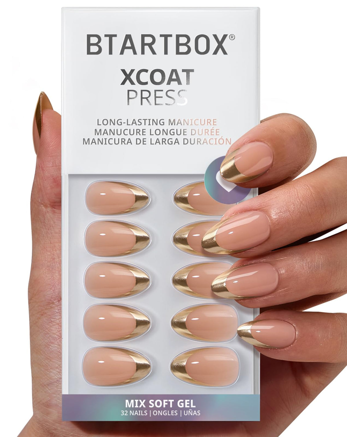 BTArtbox gilded countdown nails with gold French tip for natural daily wear.