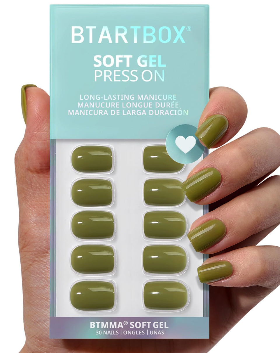 BTArtbox Moss Muse olive green squoval nails kit ready for DIY manicure