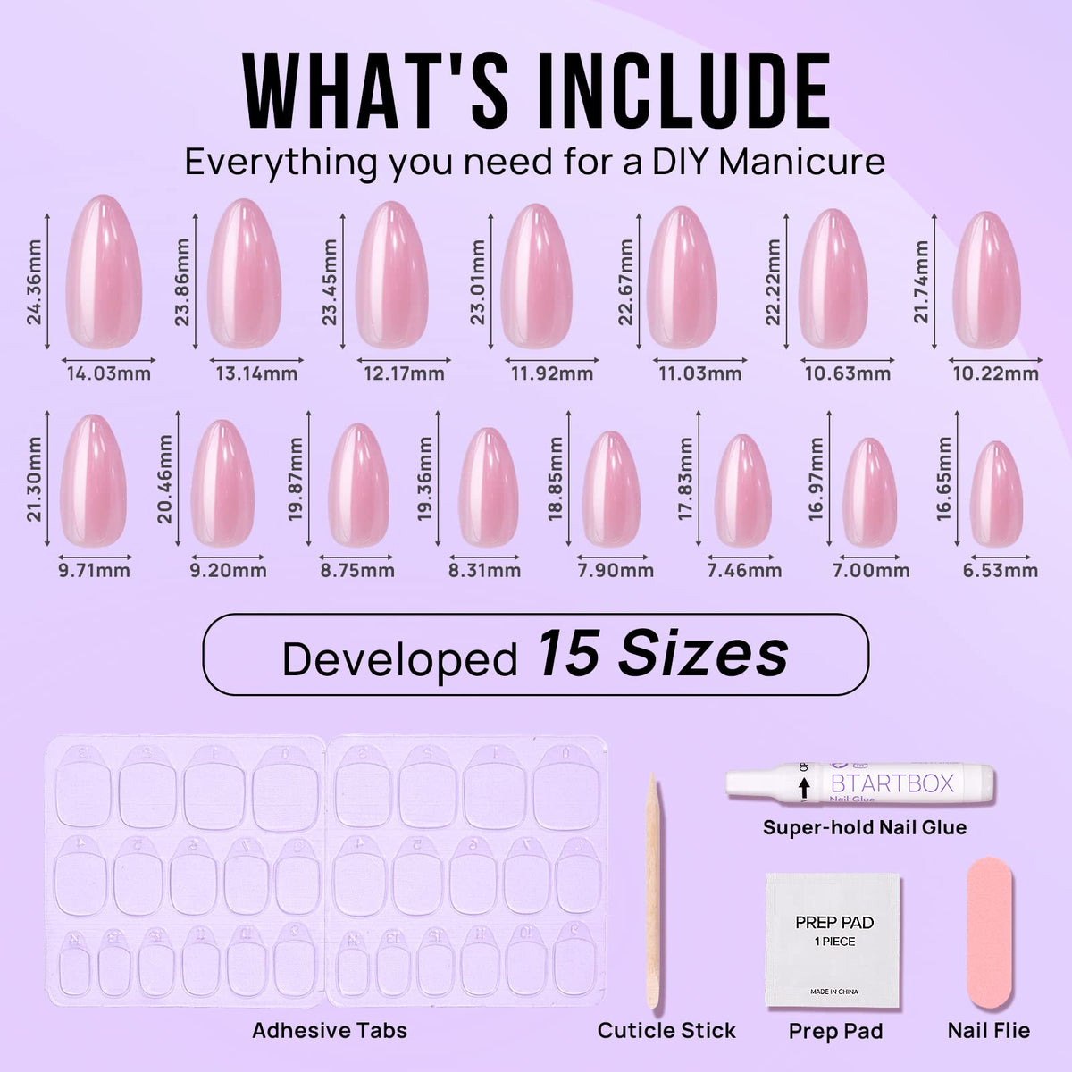 BTArtbox nail glue and adhesive tabs give longer wear and easy changes.