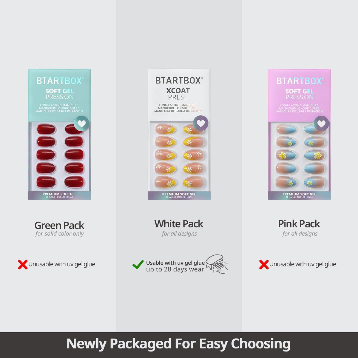 BTArtbox Nail Glue and Adhesive Tabs included for secure, long-lasting wear.