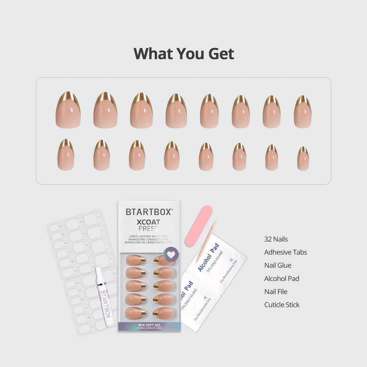 BTArtbox nail glue and adhesive tabs for secure, salon-like results.