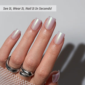 BTArtbox pearlescent glitter square nails kit shows radiant style and easy DIY results.